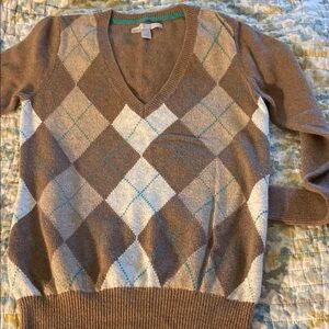Old Navy V-Neck Lightweight Argyle Style Sweater size S